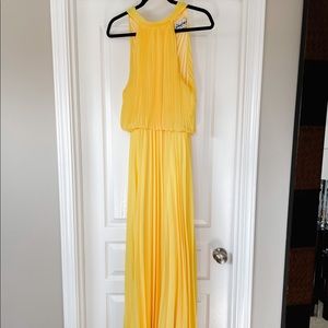 Yellow flowy halter dress